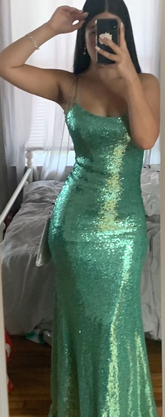 Vestido de fiesta de sirena con lentejuelas verdes brillantes, vestido de noche verde Y6462
