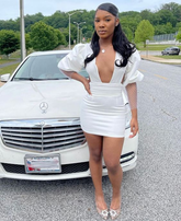 Classic Graduation Outfit Dress,White Short Homecoming Dress Deep V Neck Party Dress Y2005