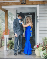 Elegante vestido de fiesta de sirena azul real Vestido de noche azul real Y7193