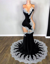 Black Prom Dresses Sexy Formal Dresses Lace Applique Evening Dresses Formal Occasion Dresses Y5988
