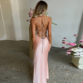 Sexy Pink Mermaid Long Prom Dress,Backless Pink Evening Dress Y1933