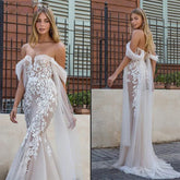Luxury Applique Wedding Dress Women's Vestido De Noiva Plus Size Lace Mermaid Bridal Gownes Sexy Off Shoulder Sweetheart Seaside