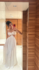 Vestido de noche largo blanco sexy con abertura en la cintura Y6845