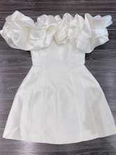 White Ruffled Neckline Homecoming Dress White Party Dress Y2358