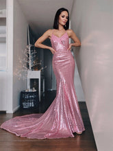 Mermaid Ruffles Sequins Prom Dresses SYP133
