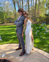 Vestido de fiesta blanco con corte tubo y abertura, vestido de noche blanco Y6934