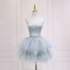 Elegant Grey Feather Short Homecoming Dress s05