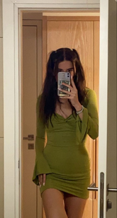 Sexy Green Bodycon Dress with Bell Sleeves Short Green Homecoming Dress Y4298