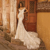 Off The Shoulder Mermaid Wedding Dresses Backless Lace Vestidos De Novia Appliques Beach Country Vestido De Noiva