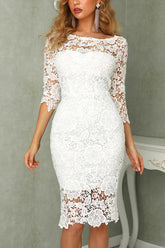 Chic Ivory Long Sleeves Knee Length Lace Homecoming Dresses