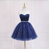 Vestido corto azul brillante para fiesta de bienvenida, talla 47