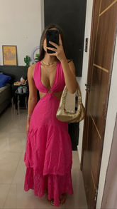 Vestido de noche bohemio sexy con corte en A y capas Y6950