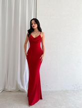 Vestido de fiesta de sirena rojo encantador Vestido de noche rojo Y6945