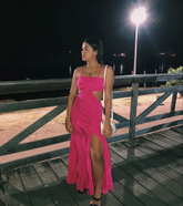 Vestido de noche elegante con abertura en el bajo Y5173