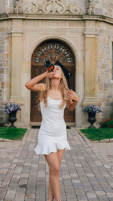 White Spaghetti Straps Graduation Dress White Homecoming Dress Y2986