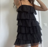 Black Tulle Layered Homecoming Dress Black Graduation Dress Y2297
