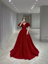 V-neck Evening Dress Charming Prom dress Velvet Party Dress Bubble Sleeve Dress Y4573
