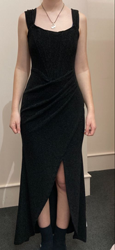 Vintage Schwarze Träger Ballkleid Schwarzes Abendkleid Y6203