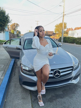 Retro White Homecoming Dress with Long Sleeves Y2527