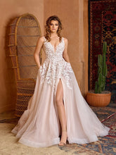 Sexy V-neck Tank Sleeve Dress For Bride Classic Appliques Beads Bridal Gown Graceful A-line Long Wedding Dress Robe De Mariée