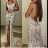 Mermaid Sequins Long Prom Dress Charming Evening Dress Y266