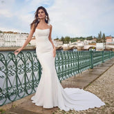 Sexy Wedding Dress For Women Square Neck Spaghetti Straps Open Back Sleeveless Bridal Gowns Customize Elegant Robe Mariee 2024