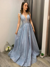 Elegante vestido de noche con escote en V y corte A, vestido de fiesta de moda Y6456