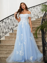 Tulle Applique Off-the-Shoulder Prom Dresses SYP165