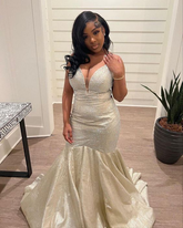 Vestido de noche estilo sirena con espalda con cordones y estilo glamuroso Y6468