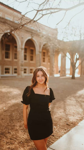 Black Square Neckline Dress Black Homecoming Dress Y5492