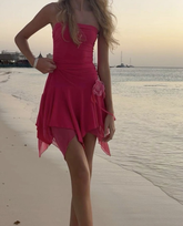 Chic Hot Pink Beach Dress Cute Homecoming Dress Y2959
