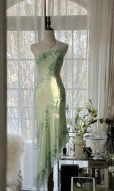 Elegant Green One Shoulder Chiffon Beaded Prom Dress Mermaid Evening Dress Y8559