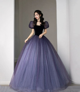 Vestido de noche largo de princesa con lentejuelas de tul morado Y5619