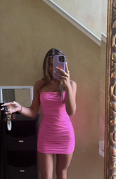Sexy Pink Bodycon Dress Mini Homecoming Dress Y6474