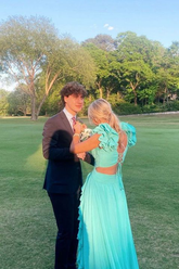 A-line V Neck Ruffles Long Prom Dress Simple Evening Dresses Y4626