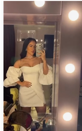 Cute White Short Sleeves Homecoming Dress White Party Gown Y7130