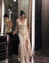 Edles weißes Meerjungfrau-Abschlussball-Abendkleid mit Blumen, formelles Hochzeitskleid Y8227