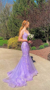 Sexy Lavender Mermaid Prom Dress With Train Lavender Evening Dress Y5866