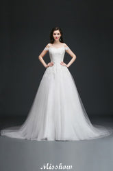 A-line Off-the-Shoulder Tulle Elegant Wedding Dresses with Appliques