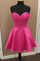 A-line Satin Sweetheart Simple Homecoming Dresses Short Prom Dress PD277