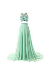 A-line Two Pieces Chiffon Prom Dresses Evening Dresses PG261
