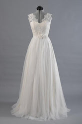 A-line V-Neck Sashes Appliques Beach Wedding Dress WD170