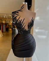 Black Short Evening Dress Cocktail Party Dress Beaded Evening Dress Formal Homecoming Dresses Y23