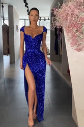 Long Mermaid Sweetheart Sequins Formal Prom Dress with Slit