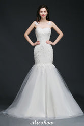 Beading Mermaid Spaghetti Strap Romantic Wedding Dress