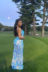 Beautiful Long Mermaid Sleeveless V-neck Backless Prom Dress