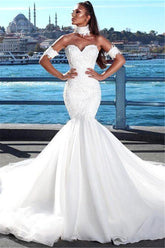Beautiful Mermaid Sweetheart Beautiful Wedding Dress Lace Dresses for Weddings with Choker