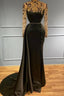 Black long evening dress with sleeves Prom dresses in glitter
