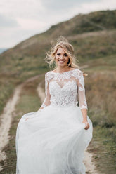 Boho Wedding Dress Low Open Back Bridal Gown Separates Wedding Dress WD499