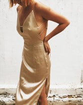 Champagne Mulberry Silk Slip Dress